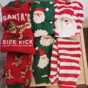 Lot of 3 Pair 100% Cotton 2PC Sets Long Sleeve/Pants Christmas Pajamas Unisex 2T